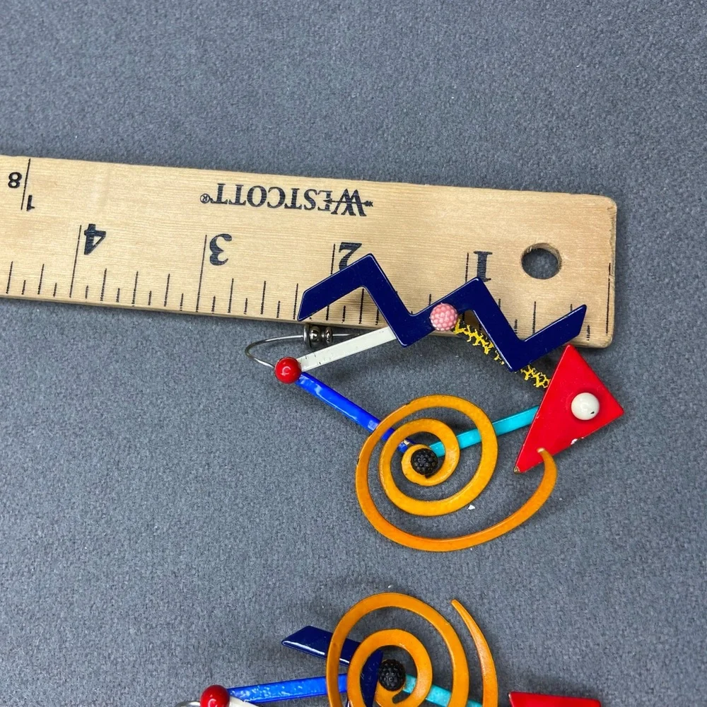 Eve Kaplin Vintage Earings Colorful‎ Memphis Design Kinetic1980's